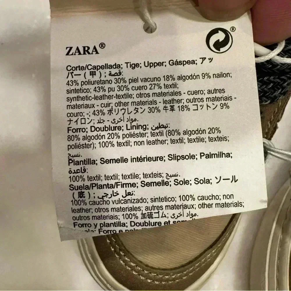 NEW! Zara Toddler Suede & Canvas Zip On Sneakers  Size US 5.5